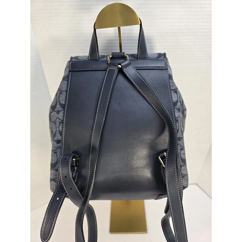 Coach Kleo Backpack in signature chambray w‎ smooth leather details B2257-C8162
